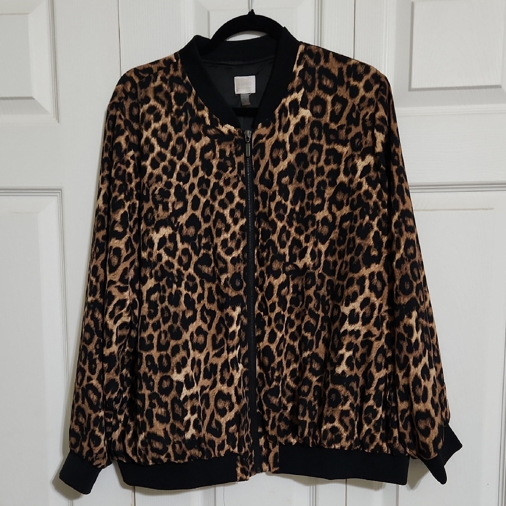 Cupio Leopard Print Bomber Jacket Brown Black